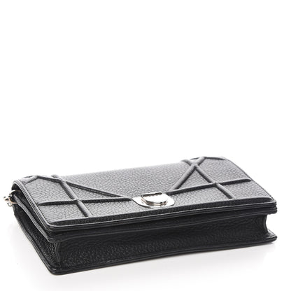 Christian Dior Grained Calfskin Diorama Wallet on Chain Pouch Black 4 of 13
