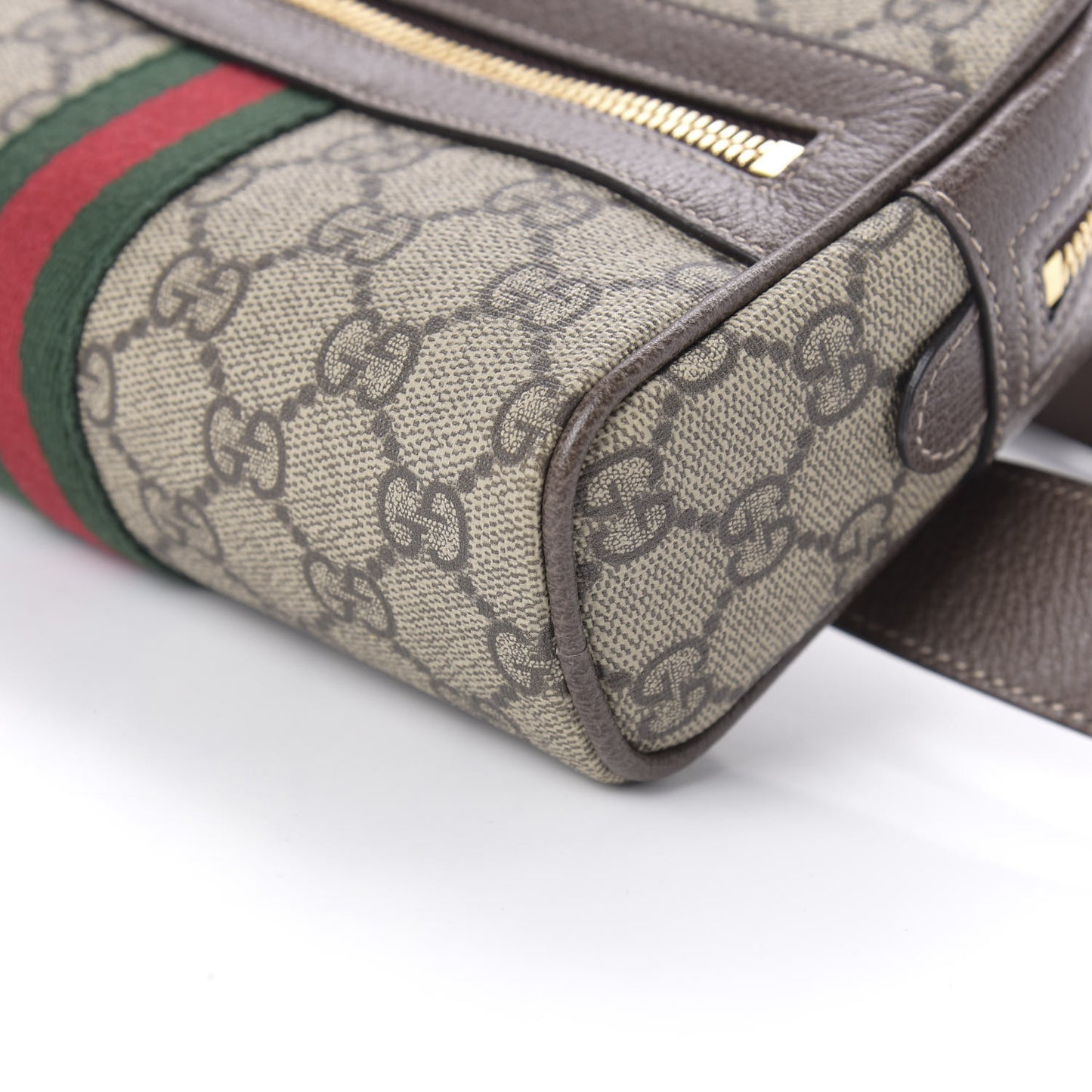 GG Supreme Monogram Web Small Ophidia Belt Bag 95 38 Dark Brown