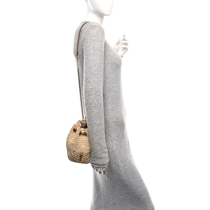 Saint Laurent Raffia Calfskin Joe Mini Bucket Bag  Natural Brick 2 of 9