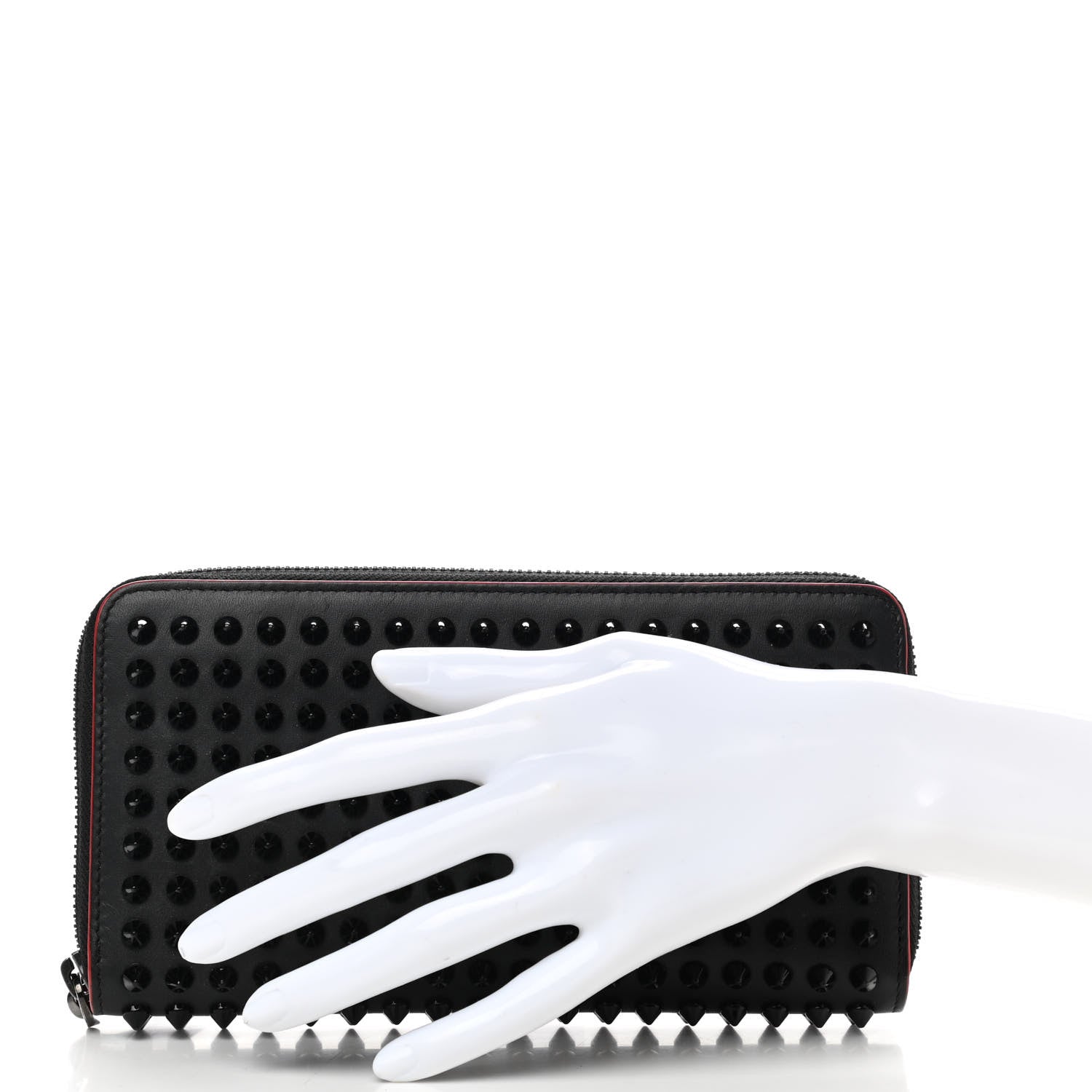 Christian Louboutin Calfskin Panettone Spiked Zip Around Wallet Black 2 of 8