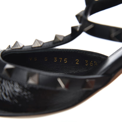 Valentino Garavani Wrinkled Patent Nappa Rockstud Ankle Strap 65mm Pumps 36.5 Black 8 of 9