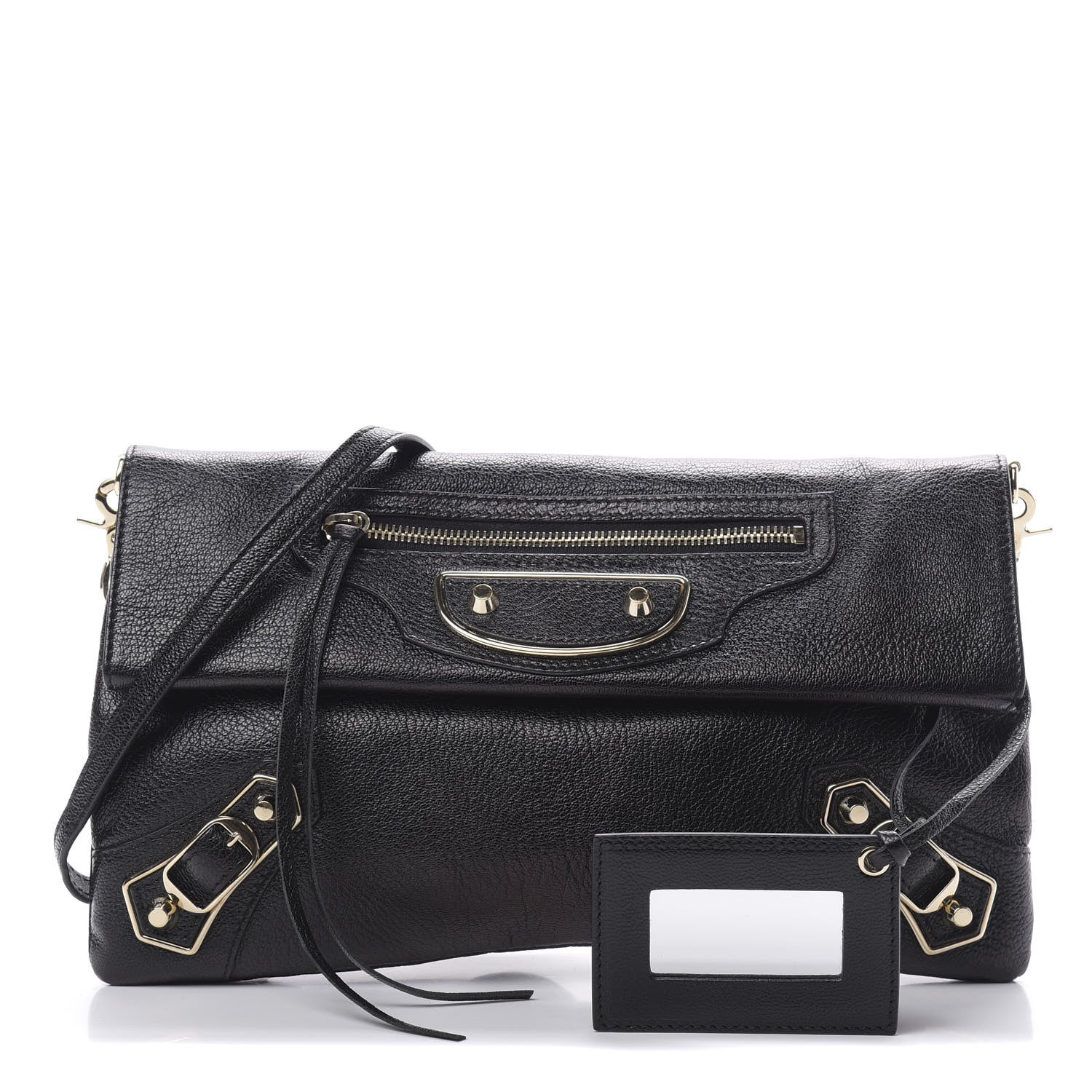 Balenciaga Chevre Gold Metallic Edge Hardware Envelope Clutch Black 1 of 10