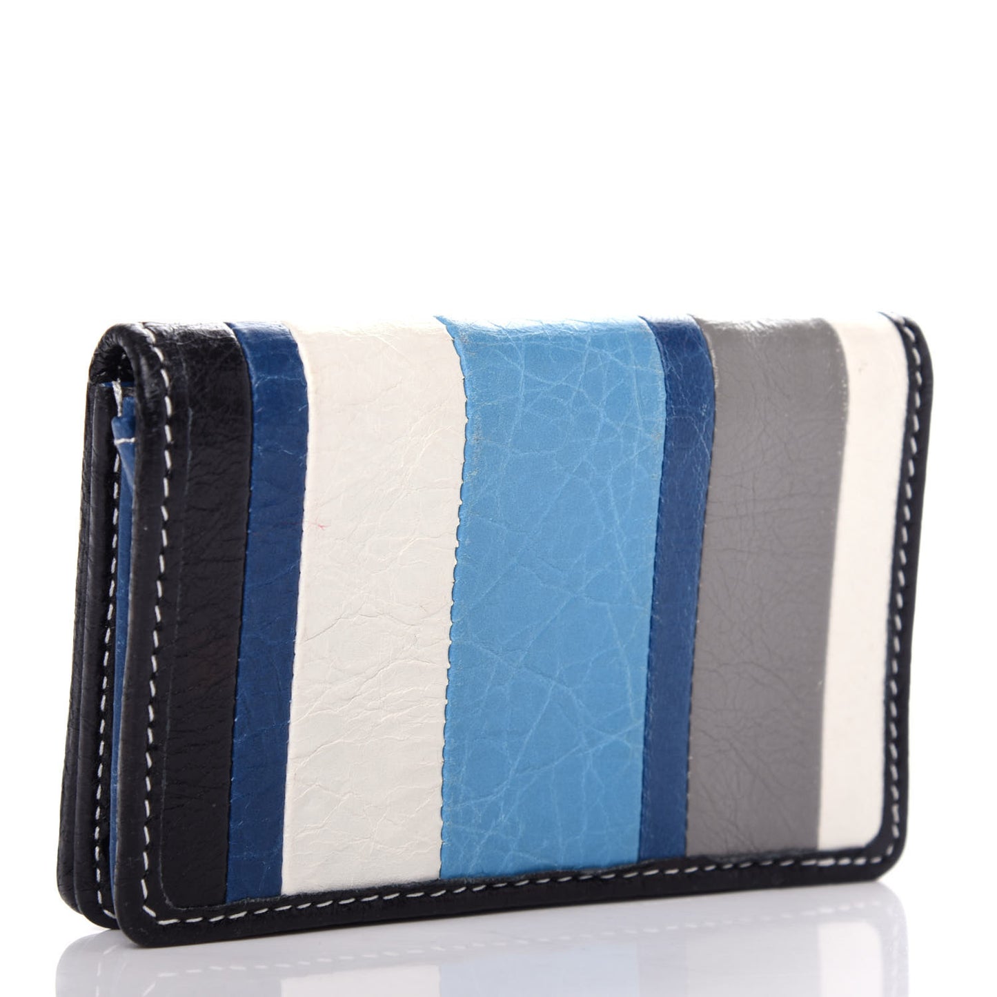Veau Arena Multicolore Bazar Bi-Fold Card Case Bleu Gris White Black