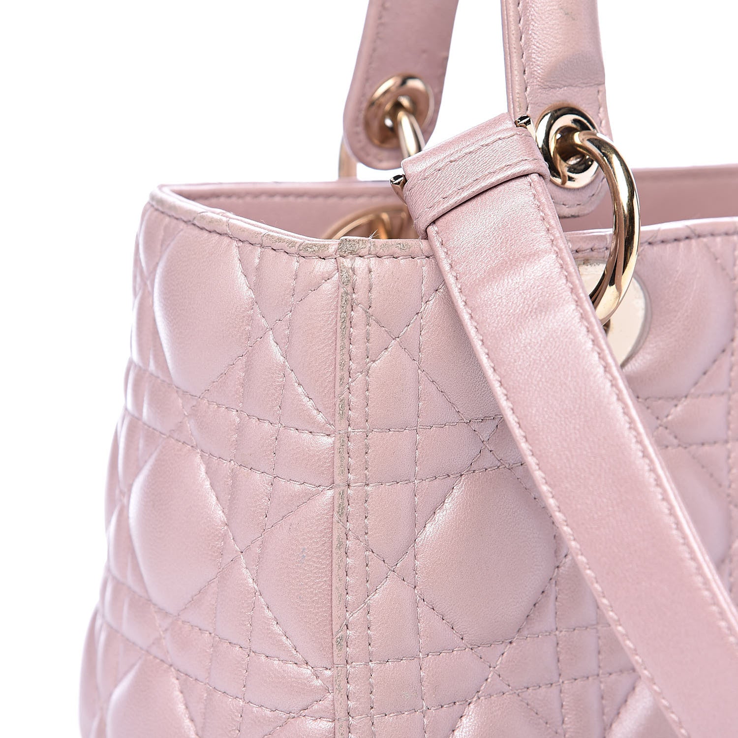Christian Dior Pearly Lambskin Cannage Medium Lady Dior Lotus 15 of 20