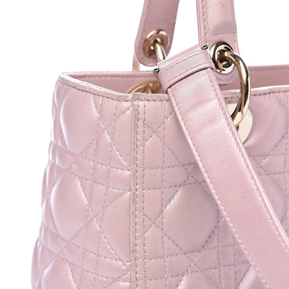 Christian Dior Pearly Lambskin Cannage Medium Lady Dior Lotus 15 of 20