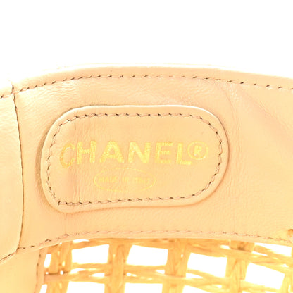 Chanel Lambskin Straw CC Tote Beige 7 of 10