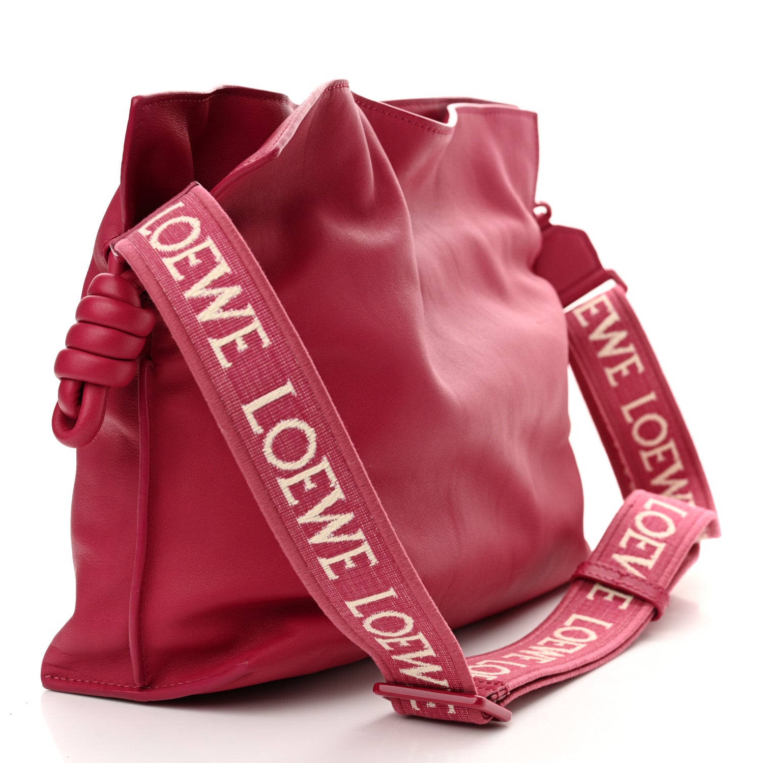 Loewe Satin Calfskin Monochrome Flamenco Knot Clutch Ruby Red Glaze 2 of 9