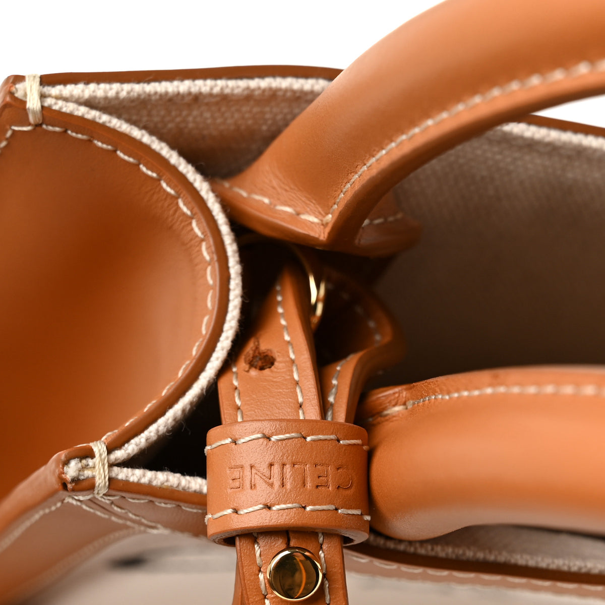 Canvas Calfskin Mini Vertical Cabas Natural Tan