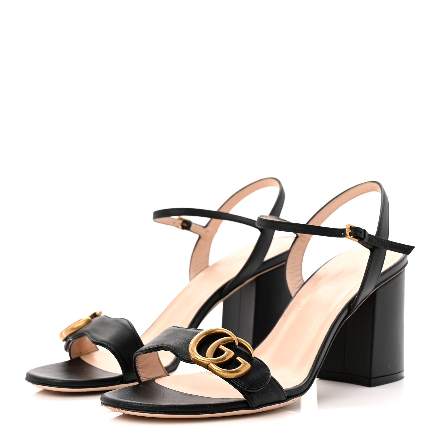 Gucci Lifford Calfskin GG Marmont Ankle Wrap 75mm Sandals 39 Black 4 of 10