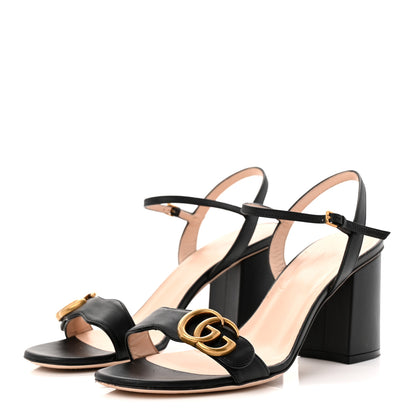Gucci Lifford Calfskin GG Marmont Ankle Wrap 75mm Sandals 39 Black 4 of 10