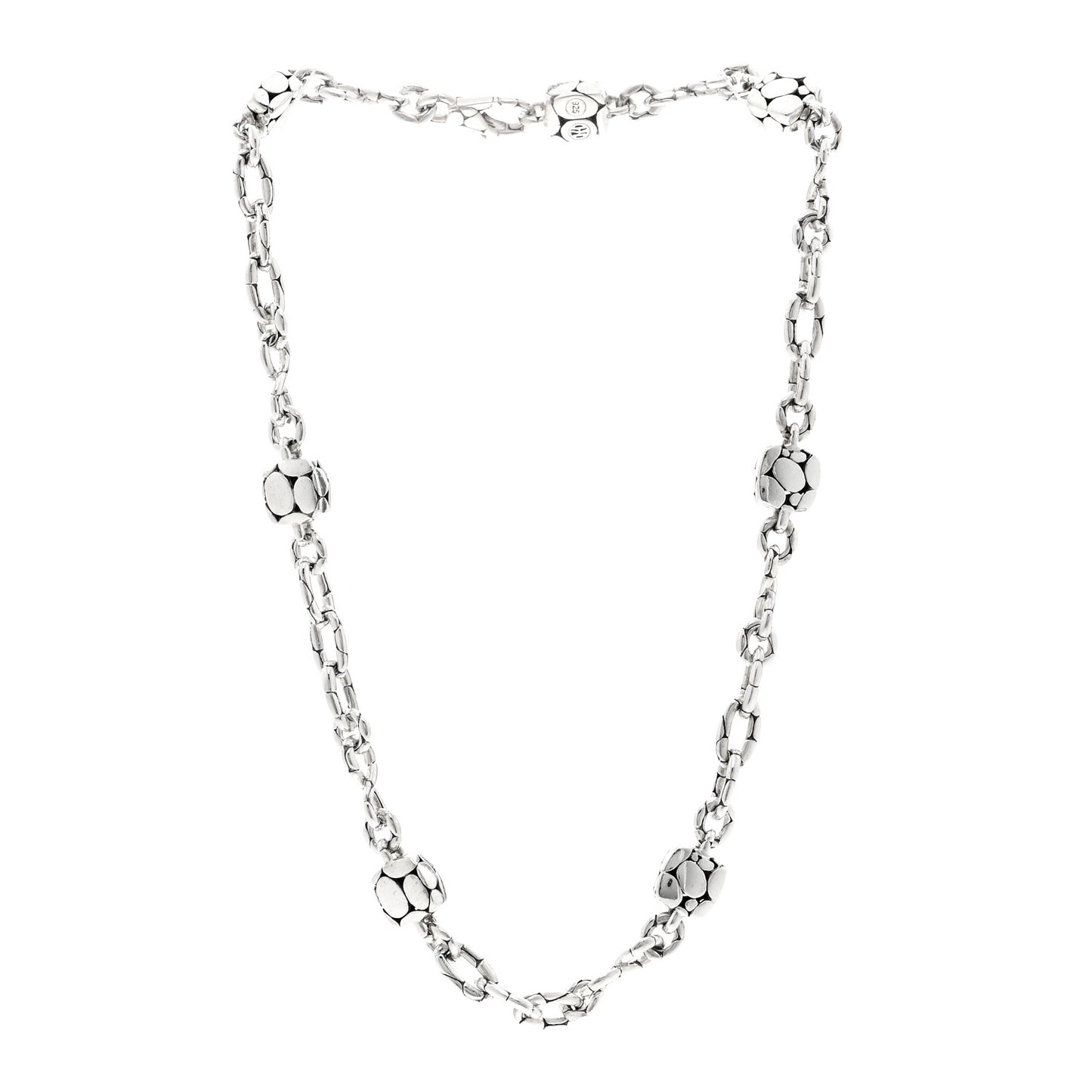 Sterling Silver Kali Dot Bead Square Station Necklace