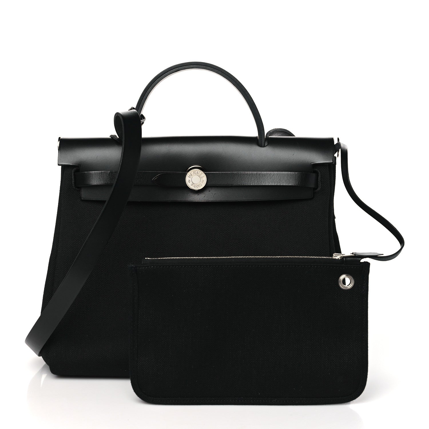 Hermes Military Toile Vache Hunter Herbag Zip PM 31 Black 3 of 11
