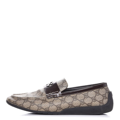 Gucci GG Plus Monogram Calfskin Mens Loafers 9.5 Beige Ebony Brown 1 of 12