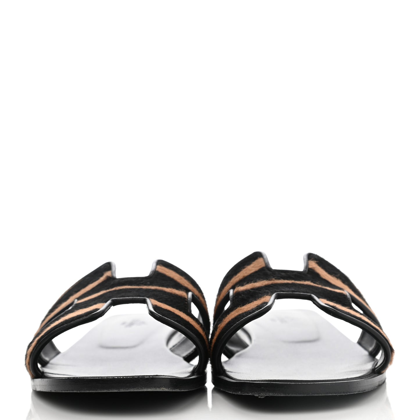 Horse Hair Zebra Print Oran Sandals 40 Black
