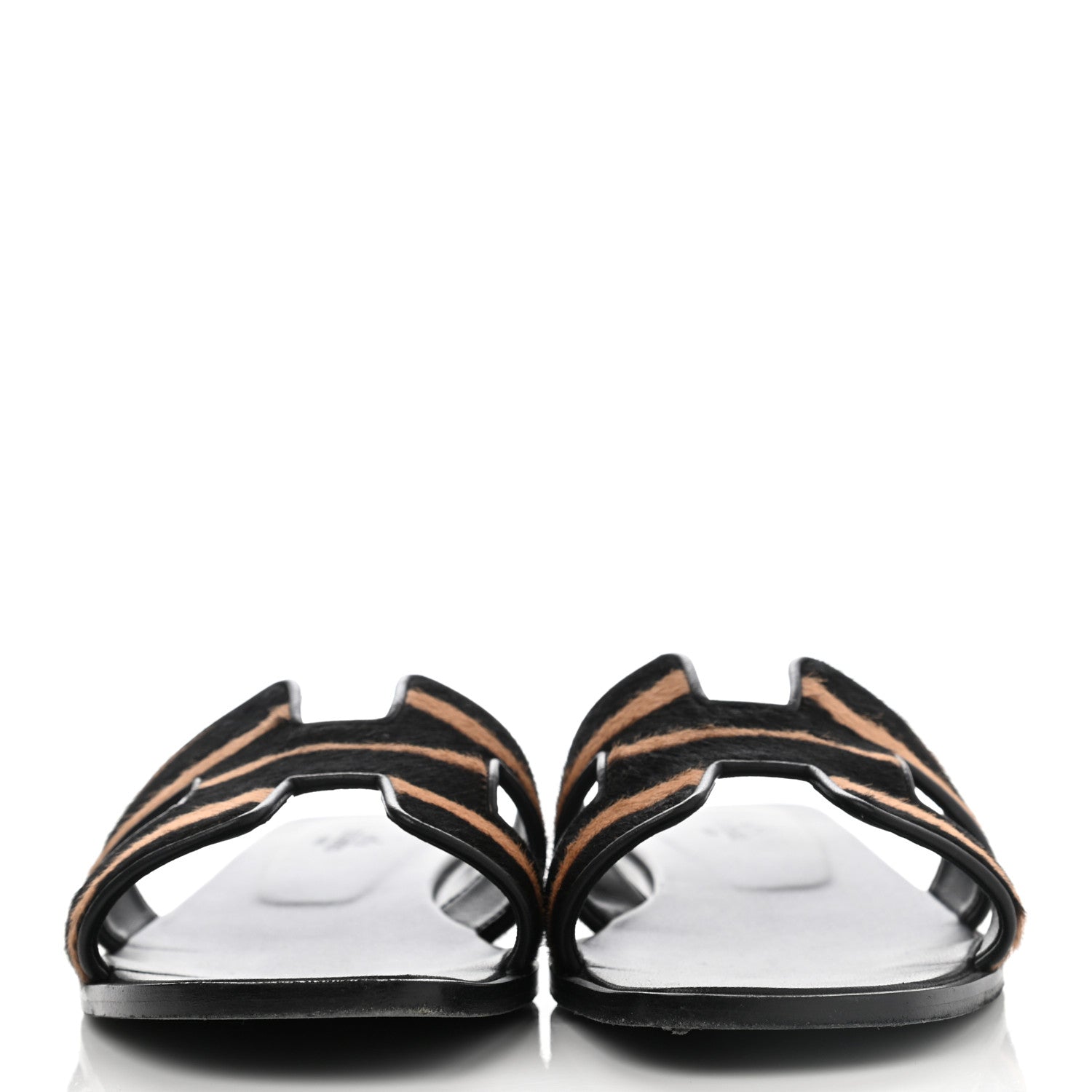 Hermes Horse Hair Zebra Print Oran Sandals 40 Black 2 of 10