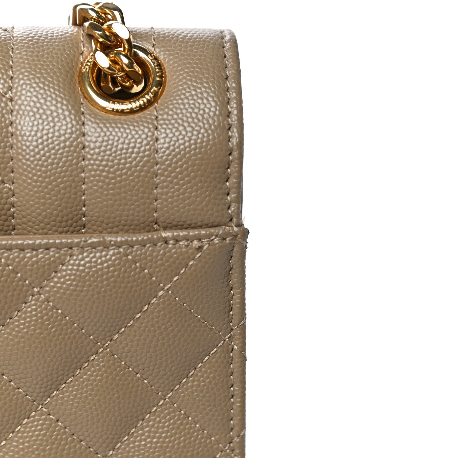 Saint Laurent Grain De Poudre Textured Mixed Matelasse Medium Triquilt Monogram Satchel Dark Beige 15 of 20