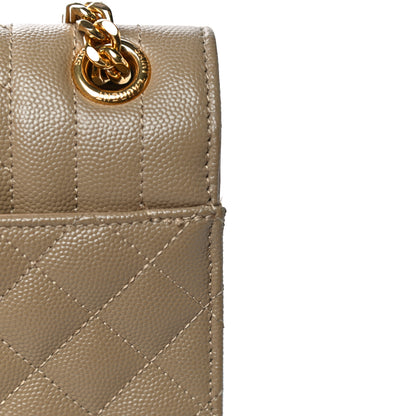 Saint Laurent Grain De Poudre Textured Mixed Matelasse Medium Triquilt Monogram Satchel Dark Beige 15 of 20