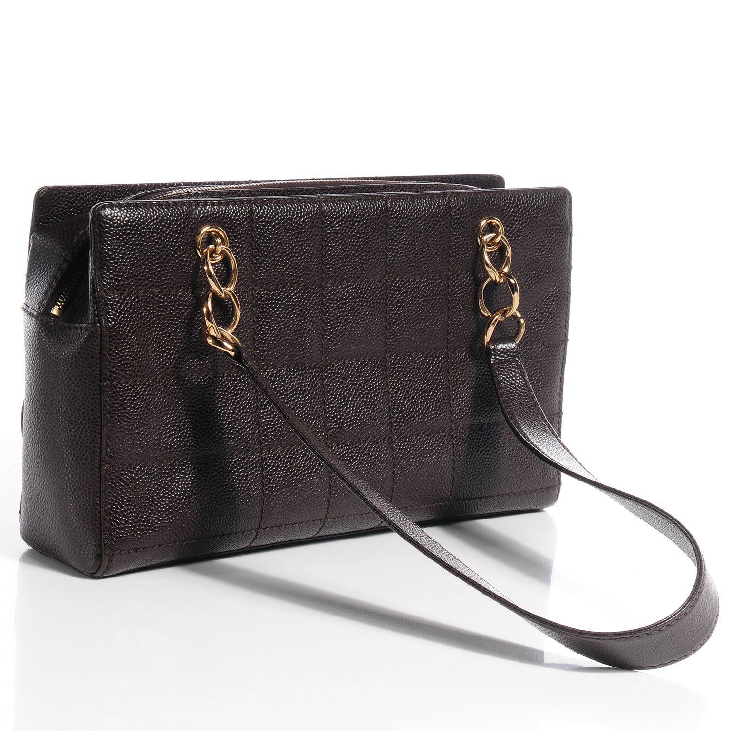 Chanel Caviar Square Stitched Shoulder Bag Brown 3 of 7