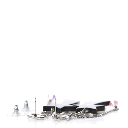Chanel Resin Crystal CC Shooting Star Dangle Earrings Silver Purple 3 of 4