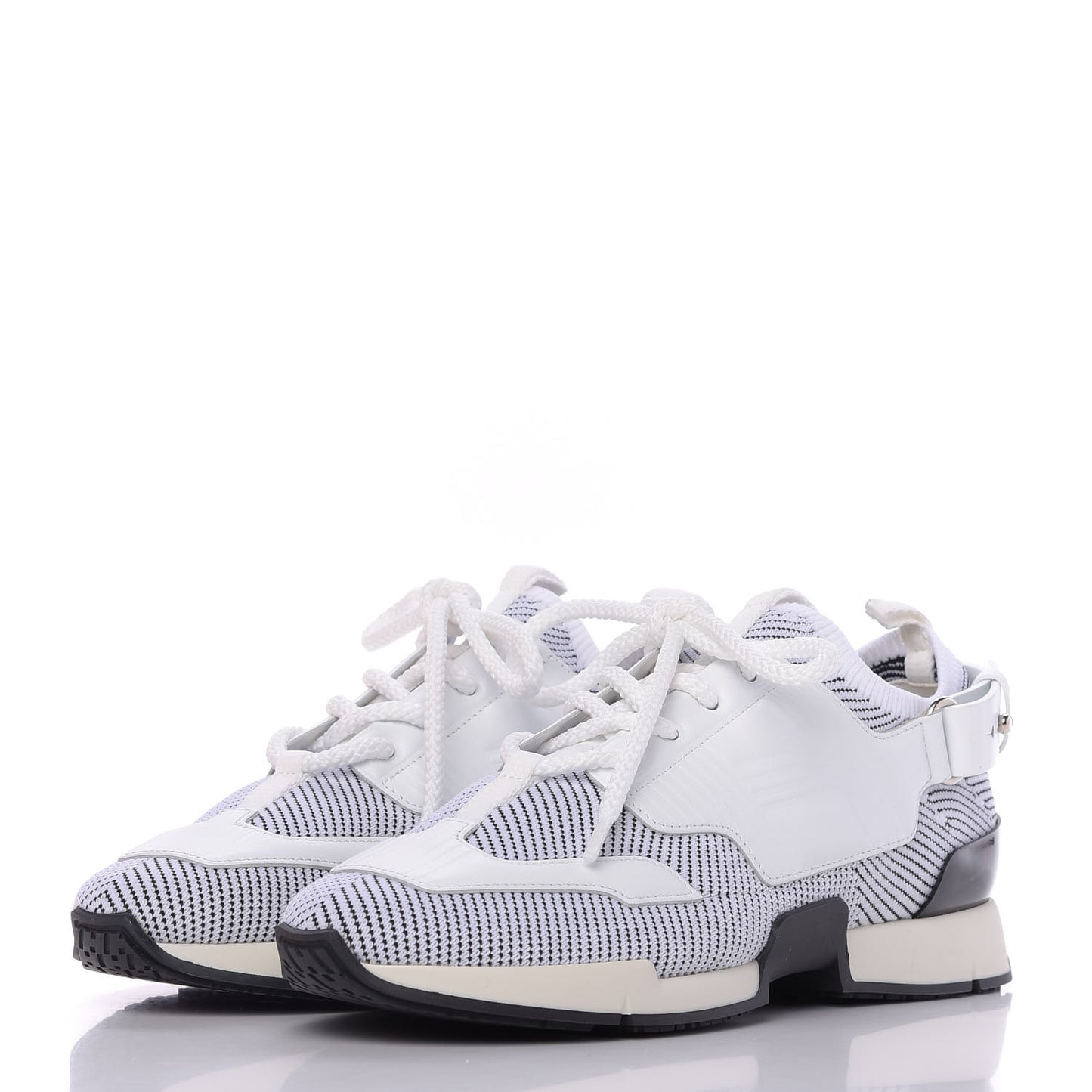 Calfskin Womens Athlete Sneakers 37 White Multicolor