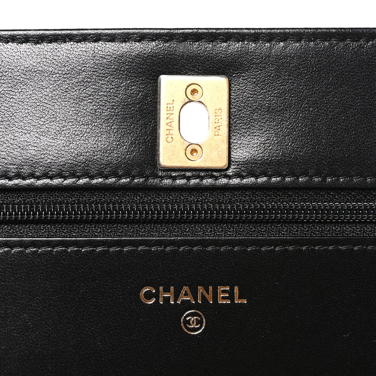 Lambskin Quilted CC Pearl Crush Wallet on Chain WOC Black