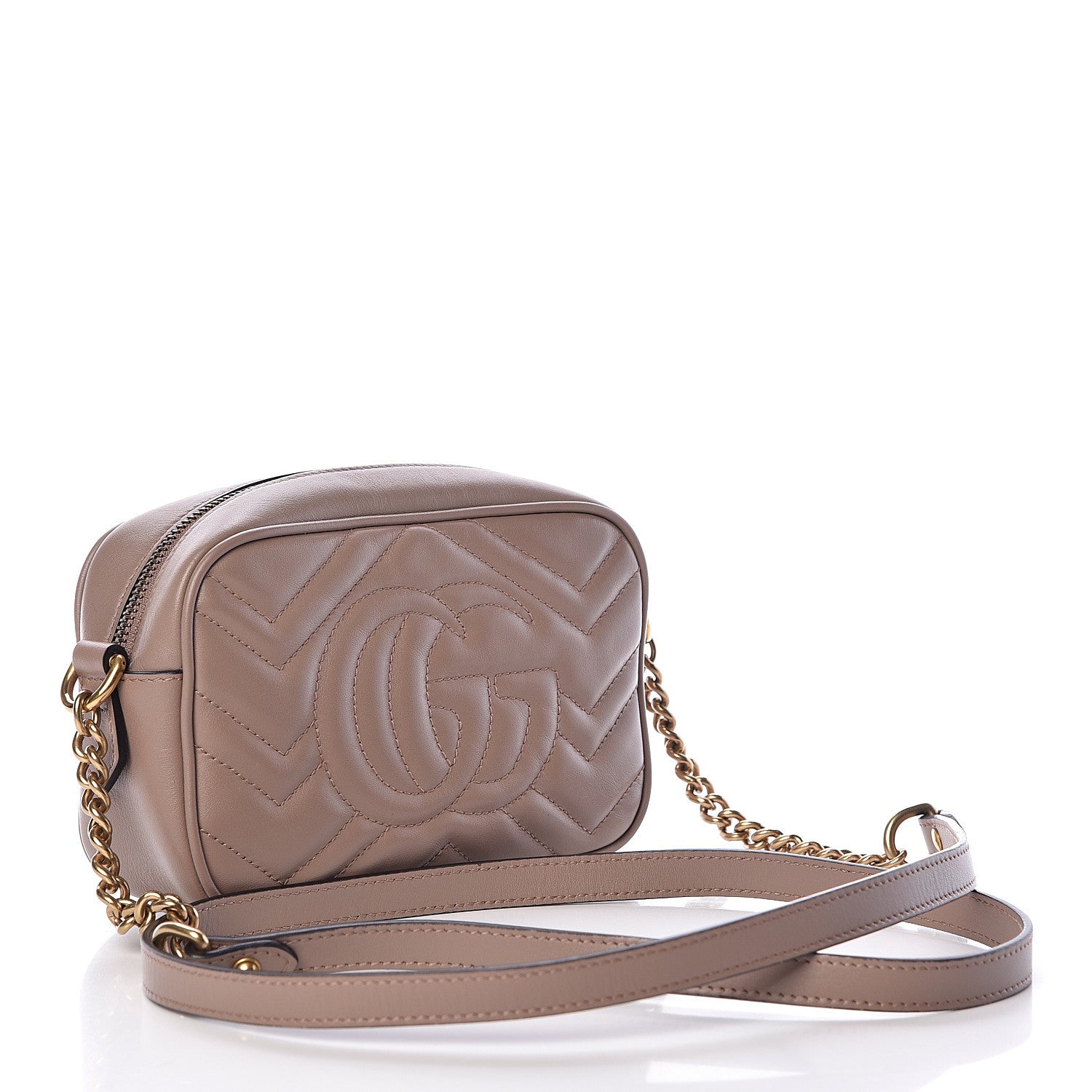 Gucci Calfskin Matelasse Mini GG Marmont Chain Shoulder Bag Porcelain Rose 3 of 10