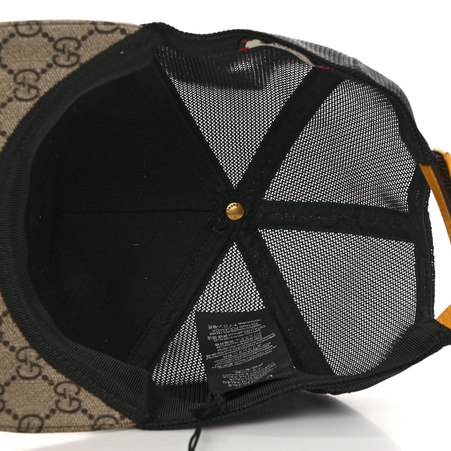 Soft GG Supreme Monogram Mesh Textured Dollar Calfskin Neo Vintage Rap Baseball Hat S Dark Brown Black