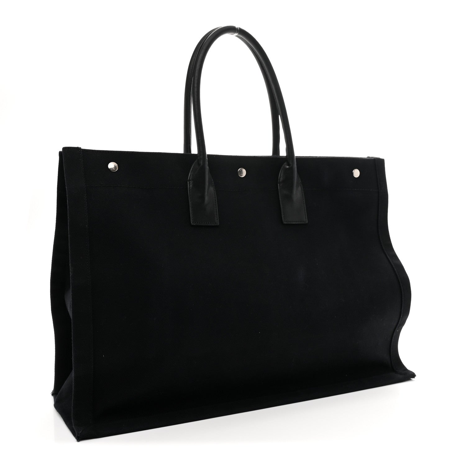 Saint Laurent Linen Calfskin Rive Gauche Tote Black 3 of 12
