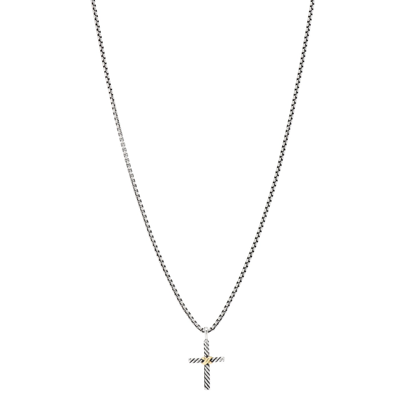 Sterling Silver 14K Yellow Gold Petite X Cross Pendant Necklace