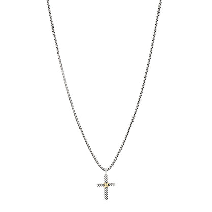 David Yurman Sterling Silver 14K Yellow Gold Petite X Cross Pendant Necklace 1 of 5