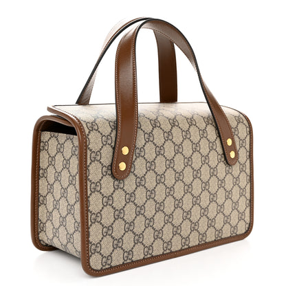 Gucci GG Supreme Monogram Azalea Calfskin Small Horsebit 1955 Foldover Top Handle Bag Beige Ebony Brown Sugar 3 of 10