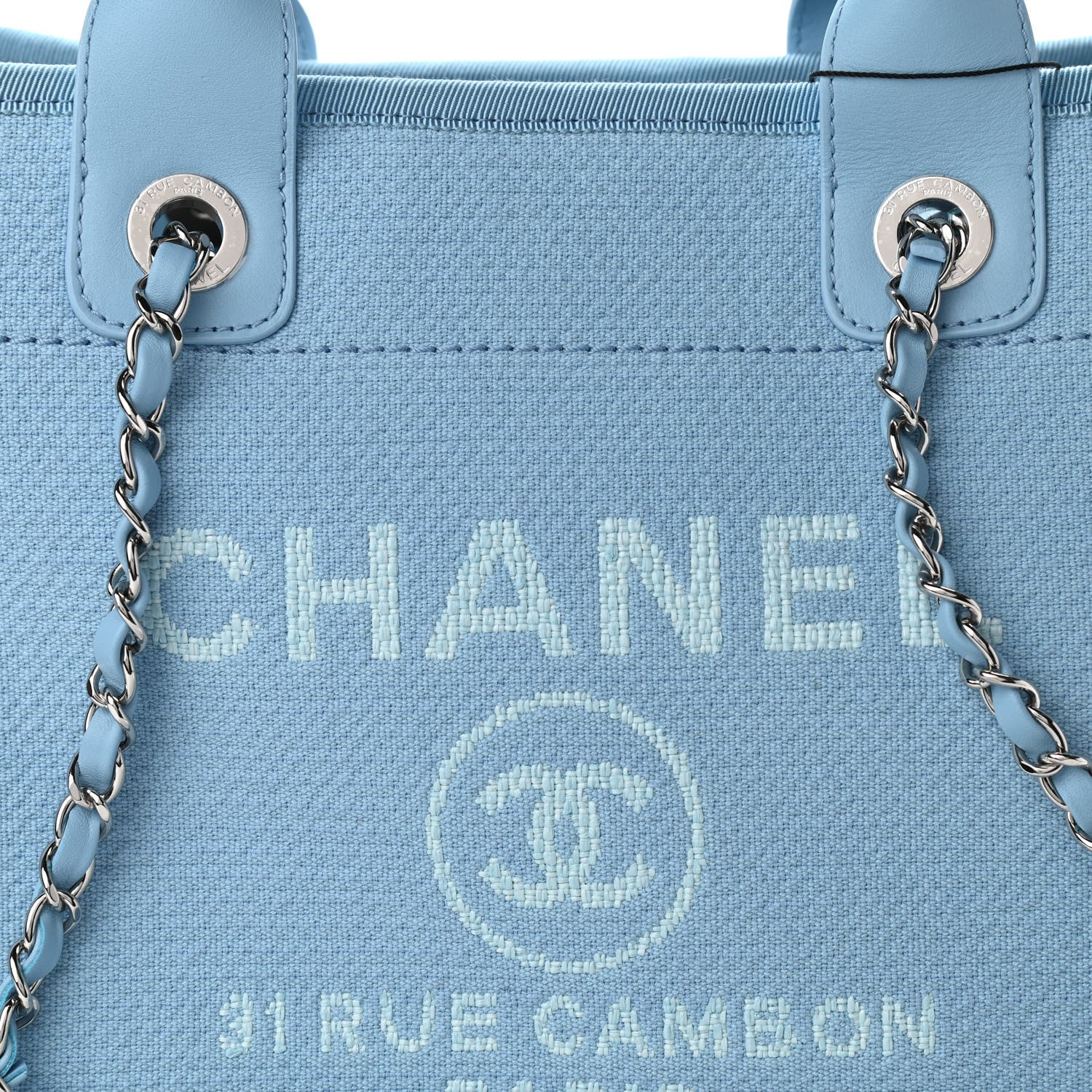 Chanel Mixed Fibers Small Deauville Tote Light Blue 9 of 11