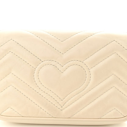Gucci Calfskin Matelasse Super Mini GG Marmont Shoulder Bag White 13 of 14