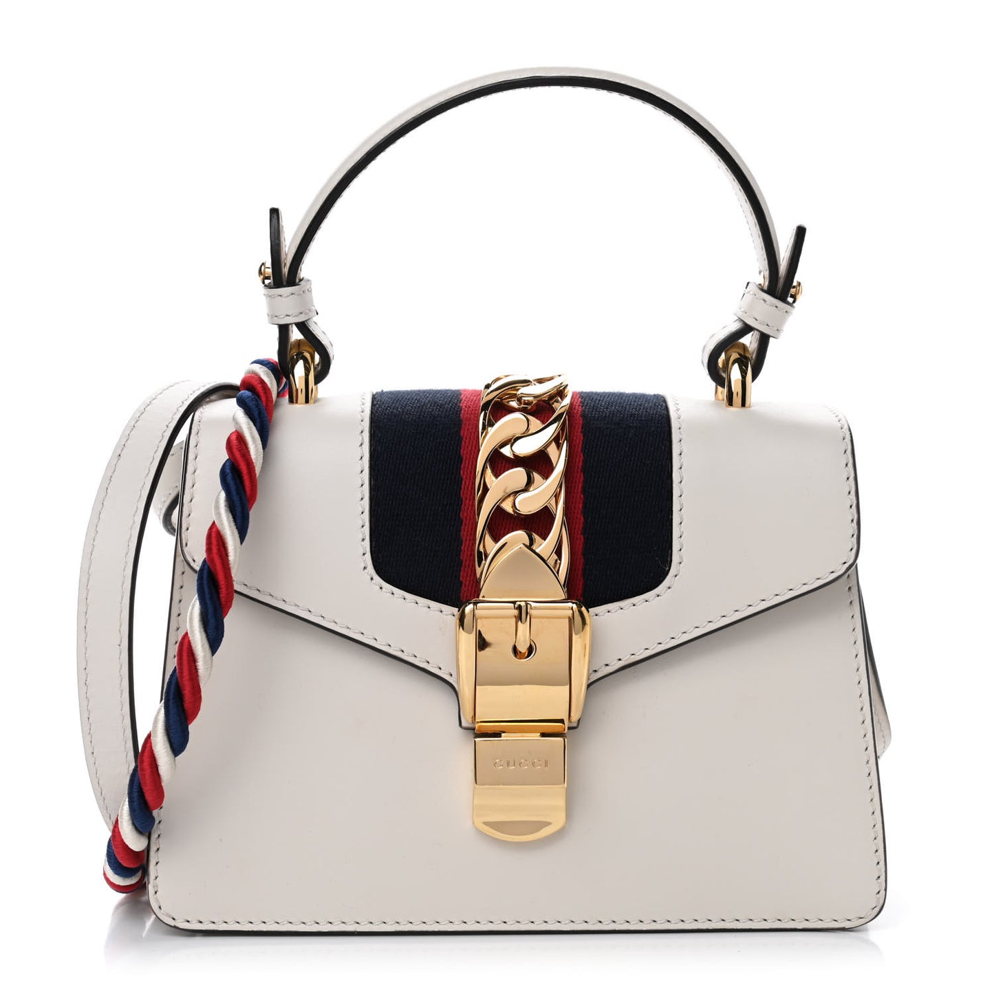 Calfskin Mini Sylvie Top Handle Bag White