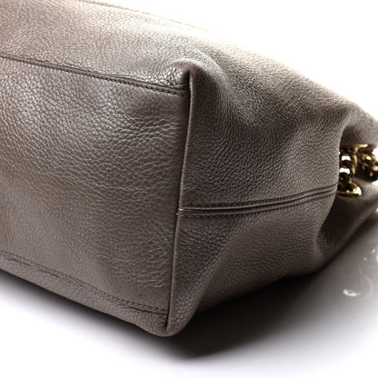 Gucci Metallic Pebbled Calfskin Medium Soho Chain Shoulder Bag Golden Beige 9 of 12