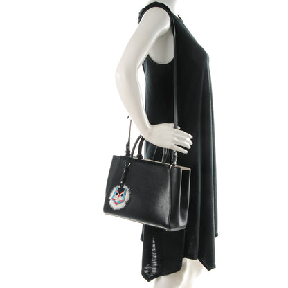 Fendi Vitello Elite Flamingo Mink Monster Charm Petite 2Jours Tote Black Multicolor 2 of 8