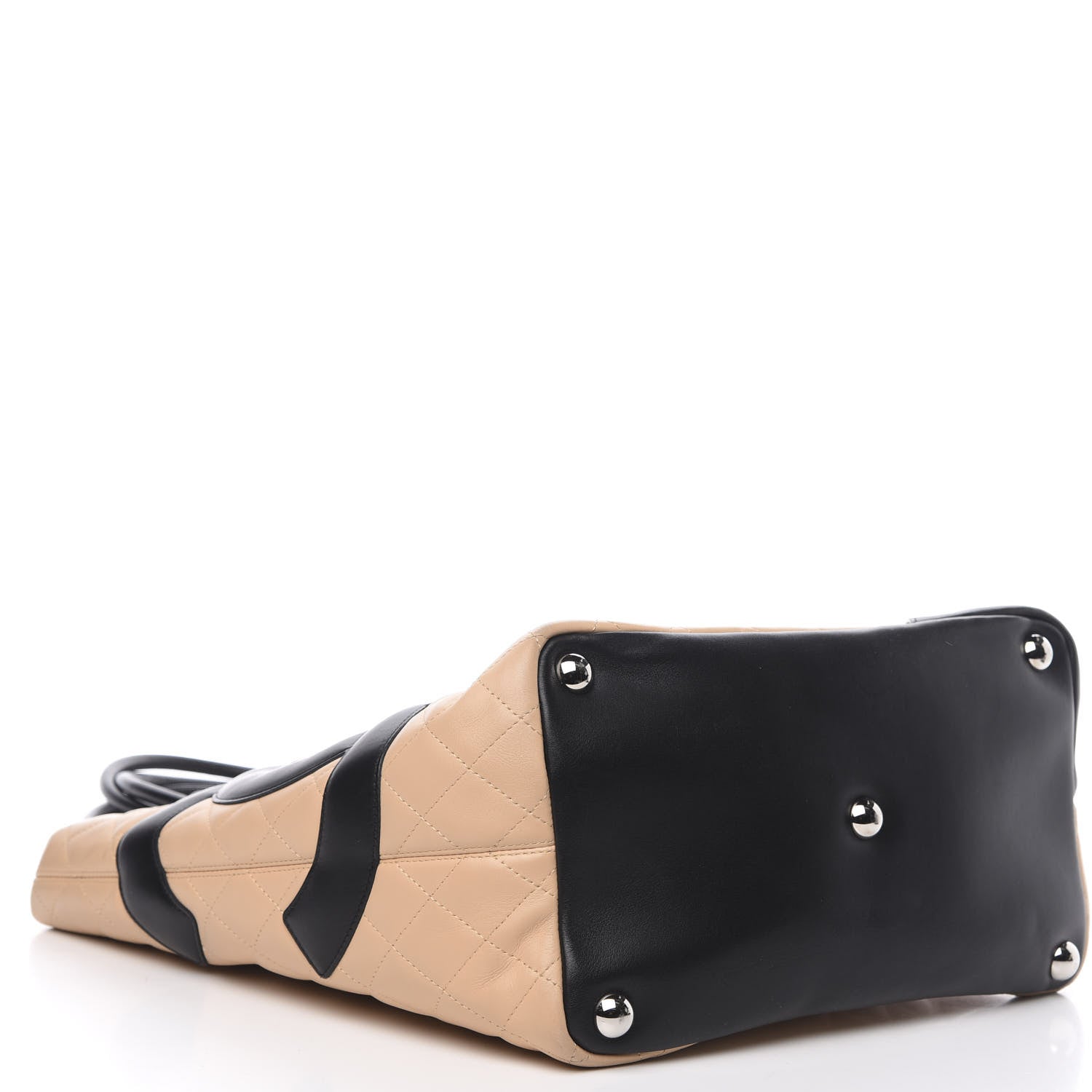 Chanel Calfskin Quilted Large Cambon Tote Beige Black 4 of 15