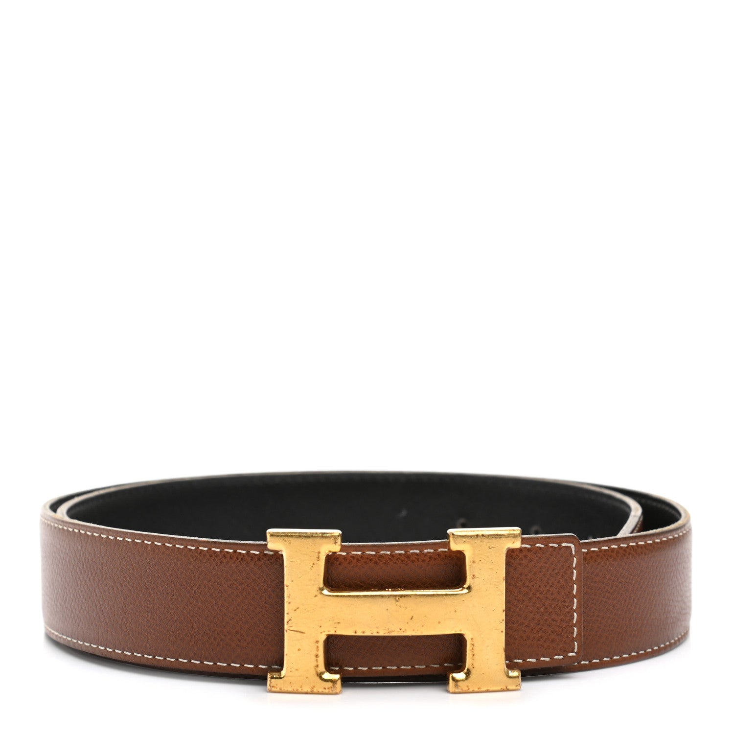 Hermes Box Epsom 32mm H Belt 85 Black Gold 1 of 6