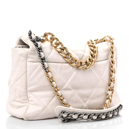 Chanel Lambskin Quilted Large Chanel 19 Flap White 3 of 17