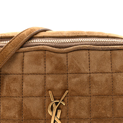 Saint Laurent Suede Calfskin Mini Quilted Monogram Camera Bag Golden Leaf 7 of 9