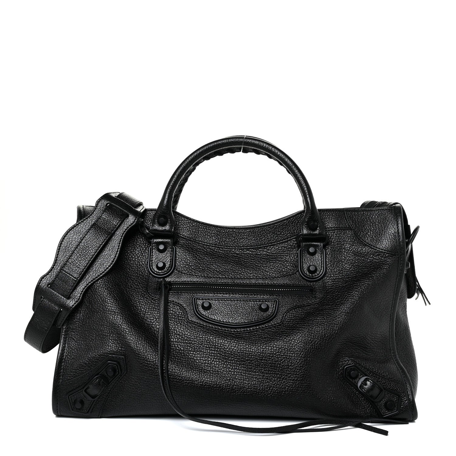Balenciaga Shiny Grained Goatskin Black Metallic Edge City Black 1 of 10