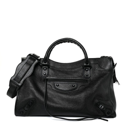 Balenciaga Shiny Grained Goatskin Black Metallic Edge City Black 1 of 10