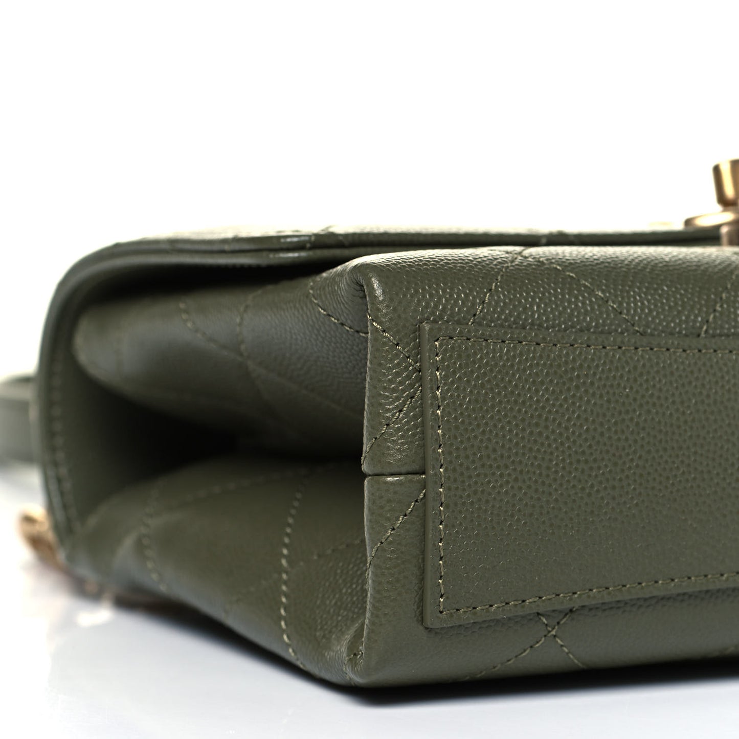 Caviar Quilted Mini Bracelet On Chain Flap Green