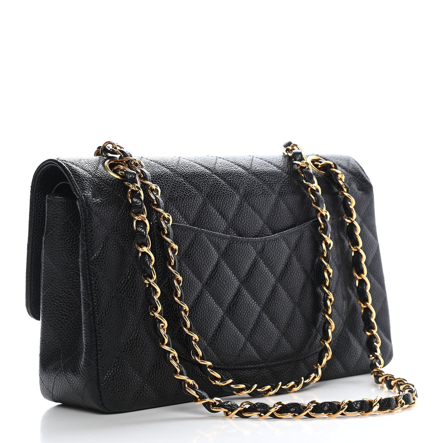 Caviar Quilted Medium Double Flap Black