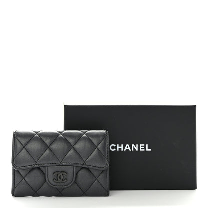 Chanel Lambskin Quilted Flap Card Holder Wallet So Black 9 of 9