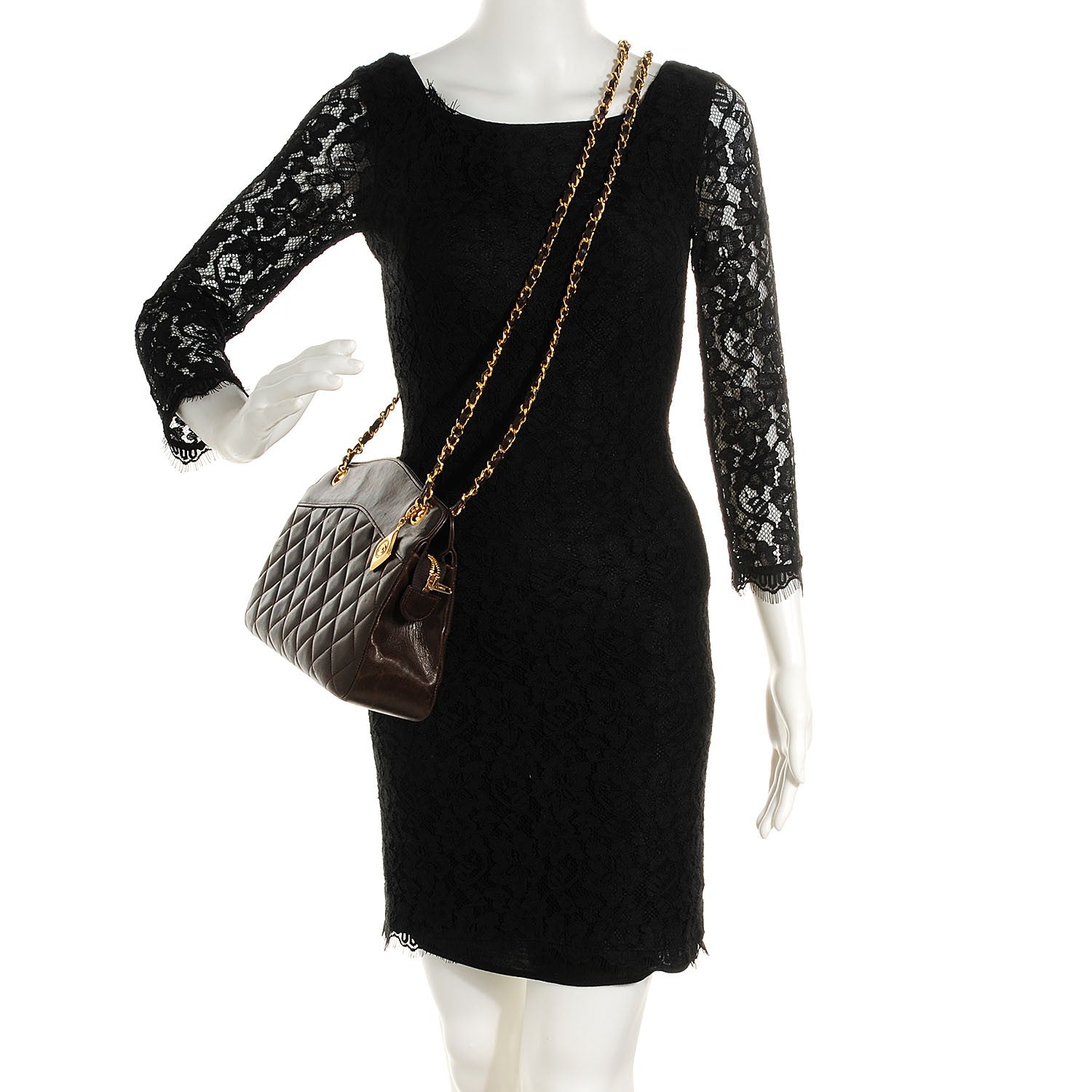 Chanel Lambskin Quilted Shoulder Bag Dark Brown 2 of 8