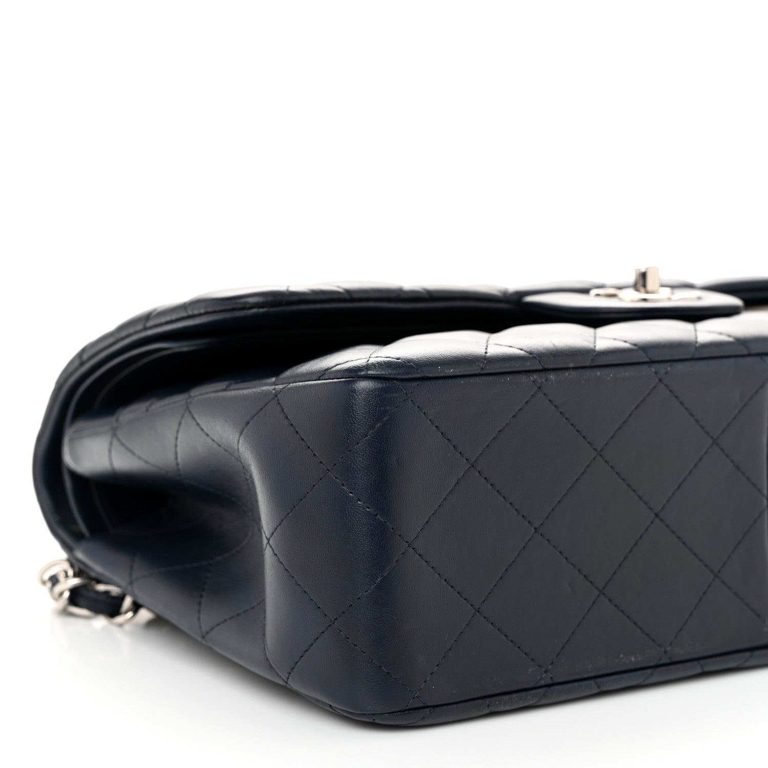 Chanel Lambskin Quilted Jumbo Double Flap Navy Blue 9 of 12