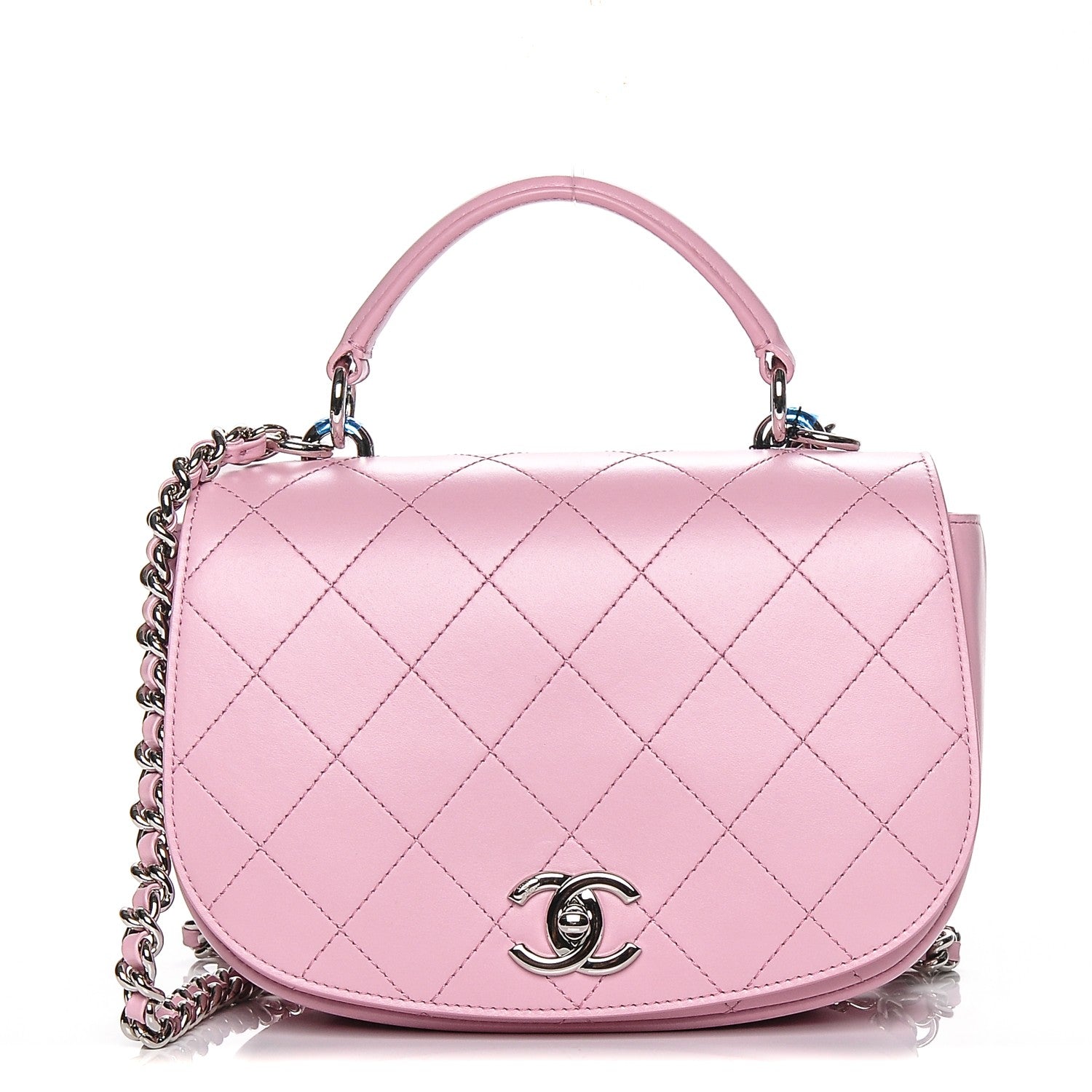 Chanel Calfskin Stitched Ring My Bag Flap Crossbody Pink 1 of 8
