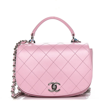 Chanel Calfskin Stitched Ring My Bag Flap Crossbody Pink 1 of 8