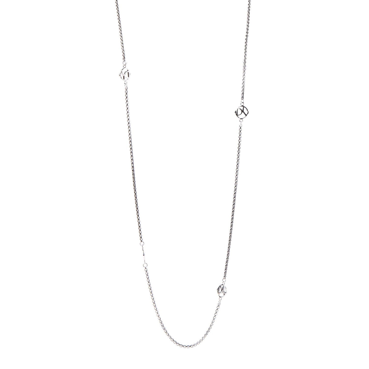 David Yurman Sterling Silver Logo Station Necklace 46" 1 of 4